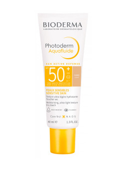 Cosmética sin perfume - Bioderma | PHOTODERM. AQUAFLUIDE SPF 50+ ROSTRO. COLOR CLARO