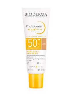 Cosmética sin perfume - Bioderma | PHOTODERM. AQUAFLUIDE SPF 50+. COLOR DORADO